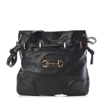 Gucci Sakai Calfskin Horsebit 1955 Cinch Top Messenger Bag Black 1 of 10