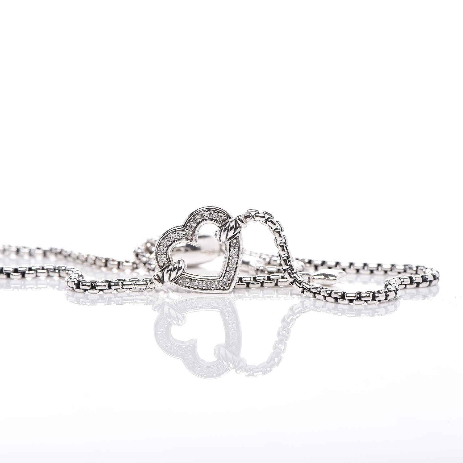 David Yurman Sterling Silver Diamond Valentine Hearts Bracelet 5 of 5