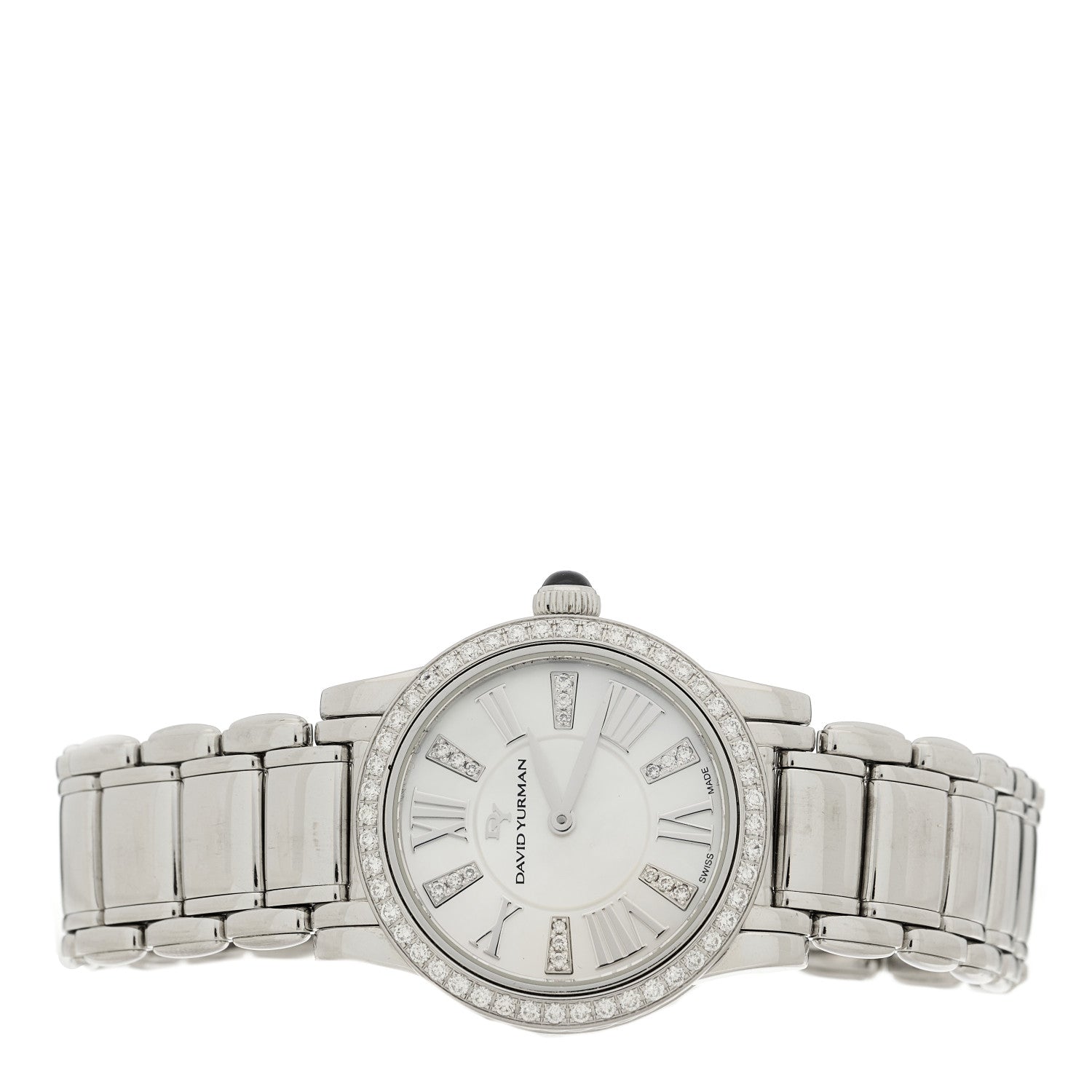 David Yurman Stainless Steel Diamond Bezel Mother of Pearl 30mm Classic Quartz Watch 2 of 4