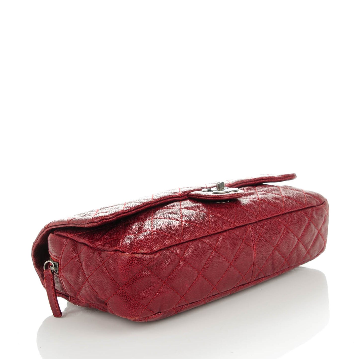 Iridescent Caviar Quilted Large Chic Flap Red