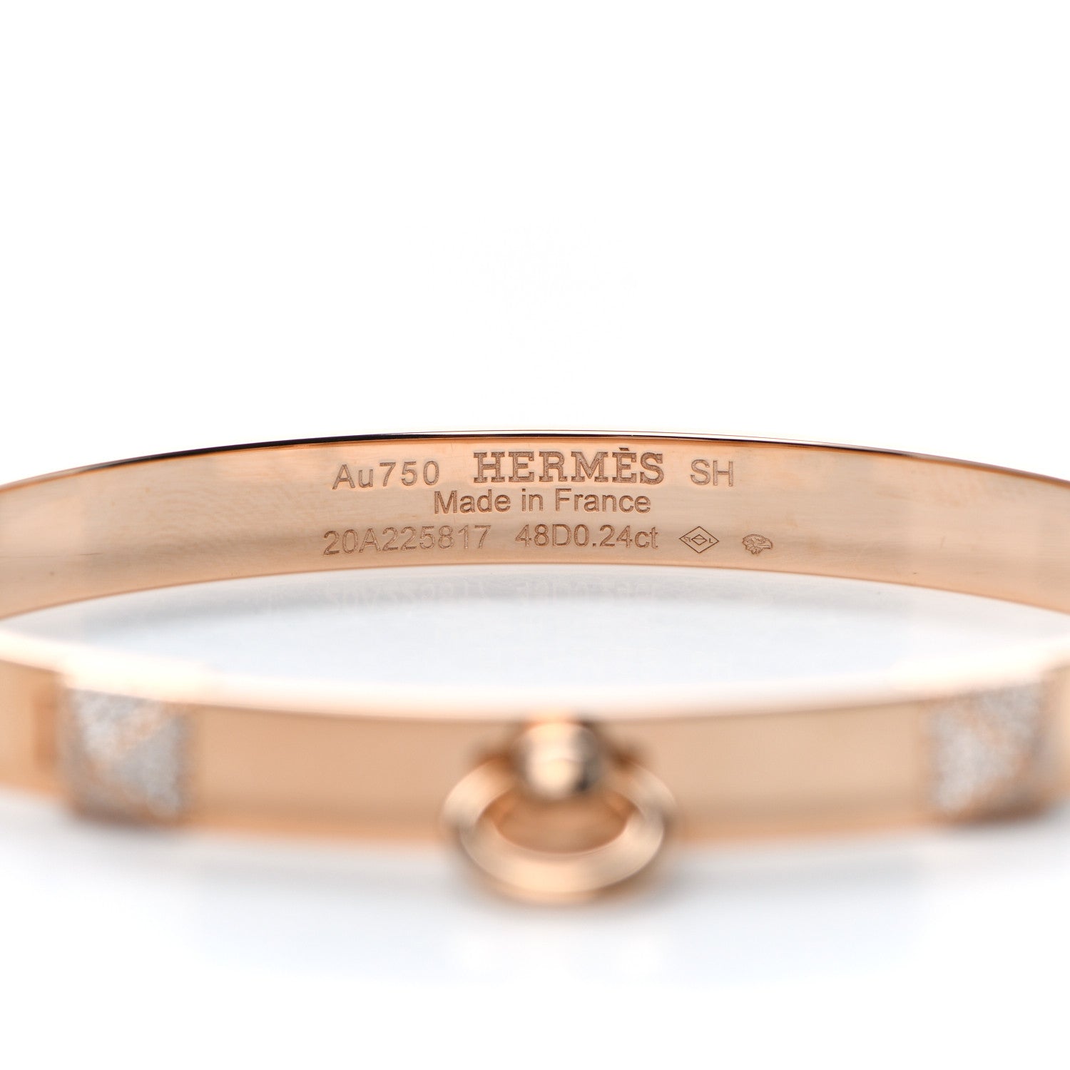 Hermes 18K Rose Gold Diamond PM Collier De Chien Bracelet SH 4 of 4