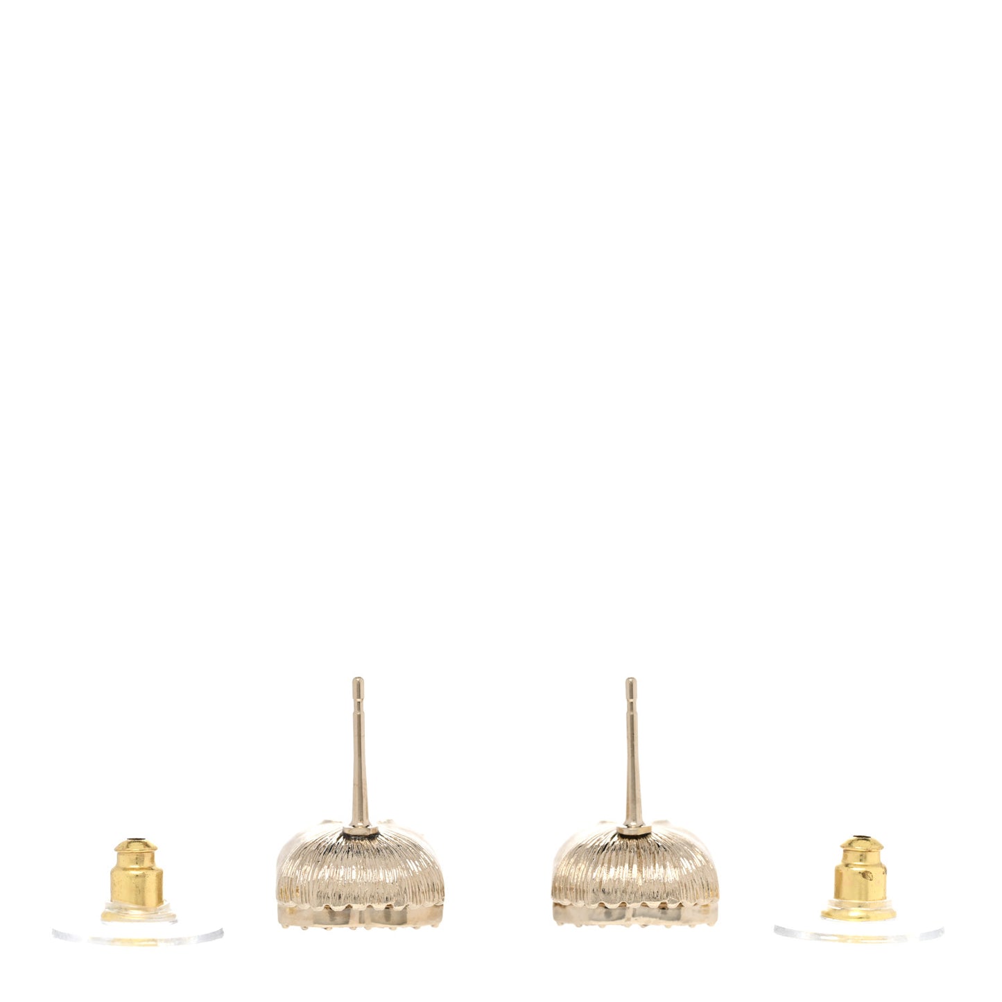 Metal Crystal Rectangle CC Earrings Gold