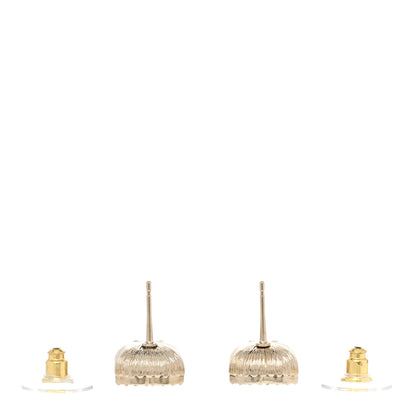Chanel Metal Crystal Rectangle CC Earrings Gold 3 of 4