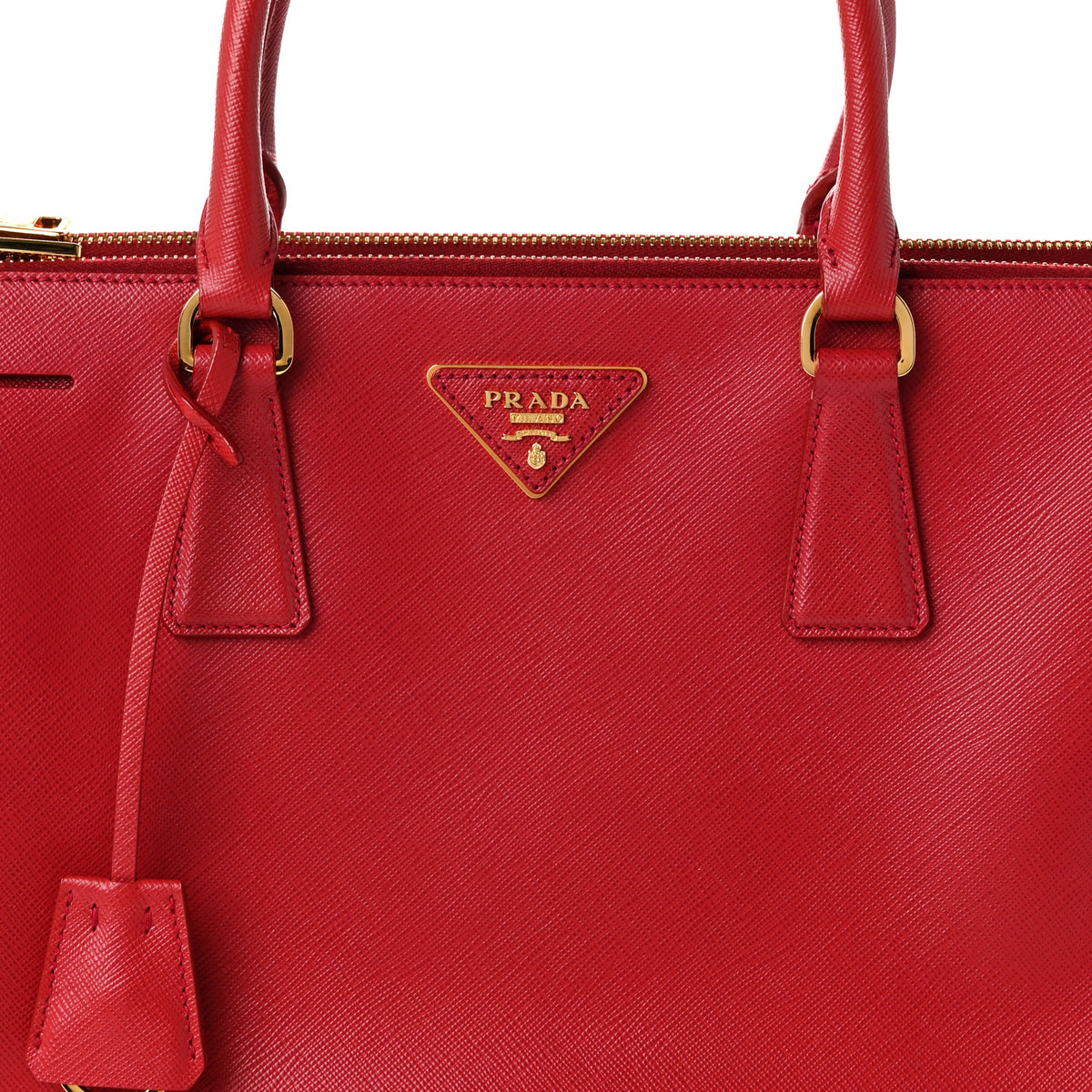 Saffiano Medium Galleria Double Zip Tote Fuoco