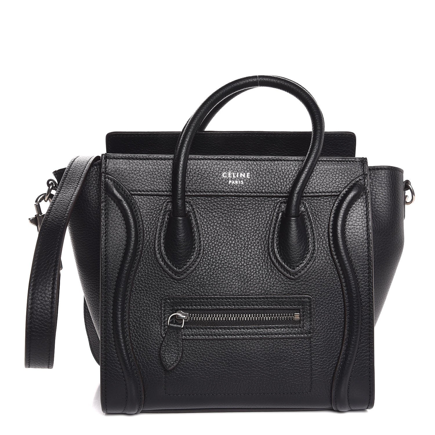 Celine Drummed Calfskin Nano Luggage Black 1 of 7