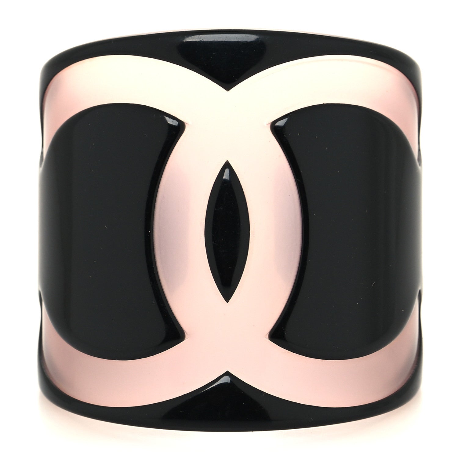 Chanel Resin CC Wide Cuff Black Pink 1 of 4
