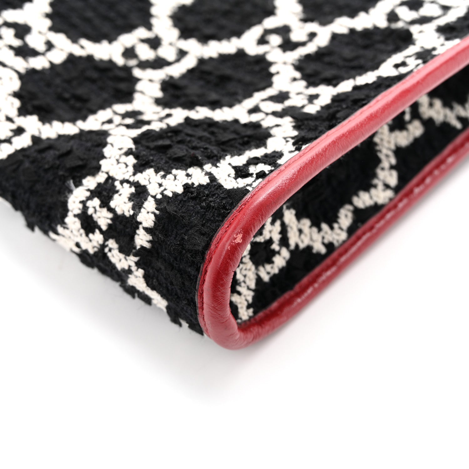 Gucci Tweed GG Monogram Large Rajah Chain Tote Romantic Cherry Black White 12 of 14