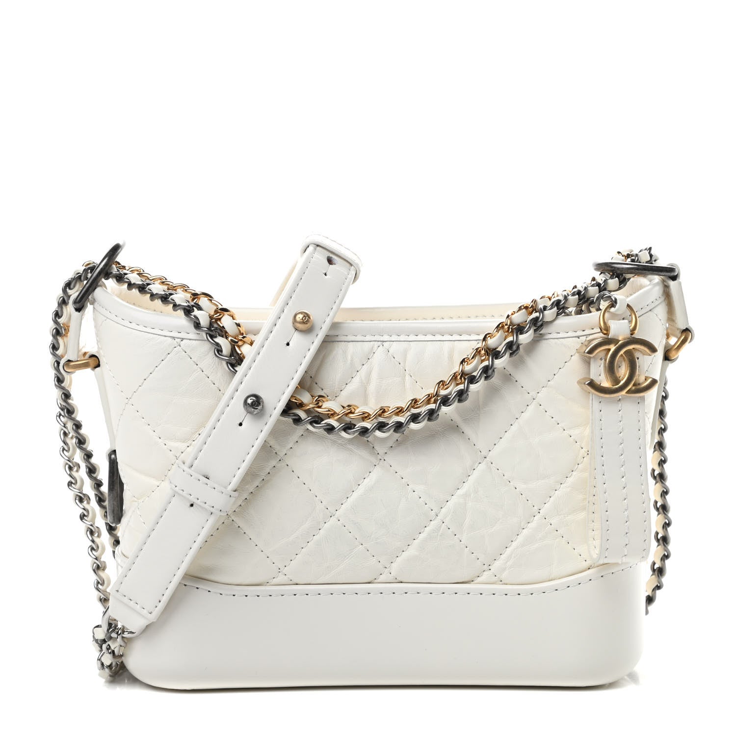 Chanel Aged Calfskin Quilted Small Gabrielle Hobo White 1 of 11