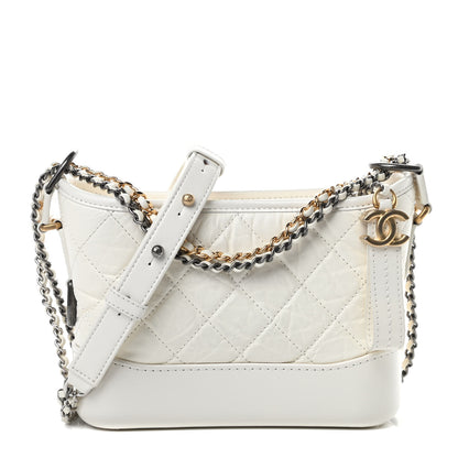Chanel Aged Calfskin Quilted Small Gabrielle Hobo White 1 of 11