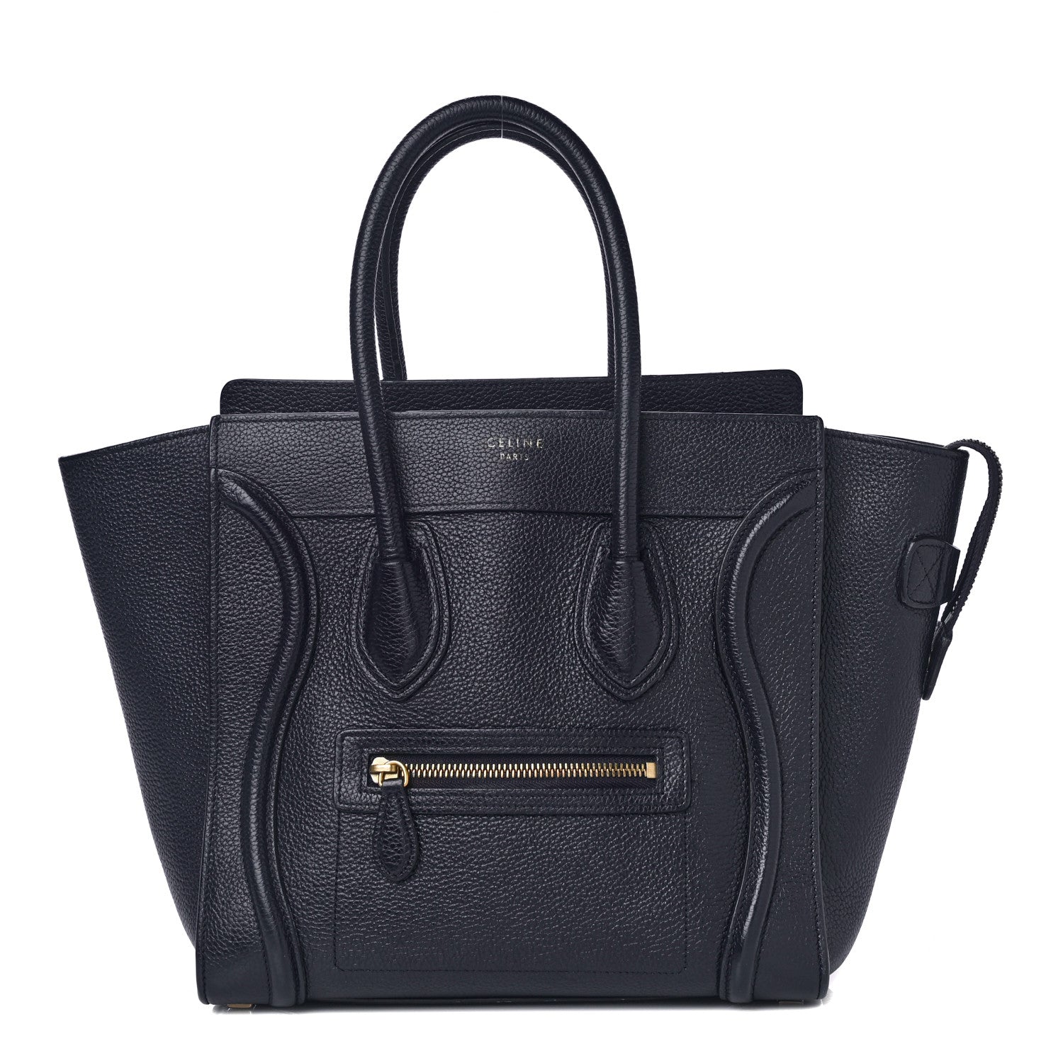 Celine Drummed Calfskin Micro Luggage Midnight 1 of 15