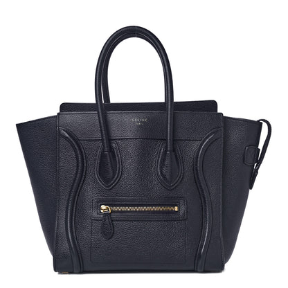 Celine Drummed Calfskin Micro Luggage Midnight 1 of 15