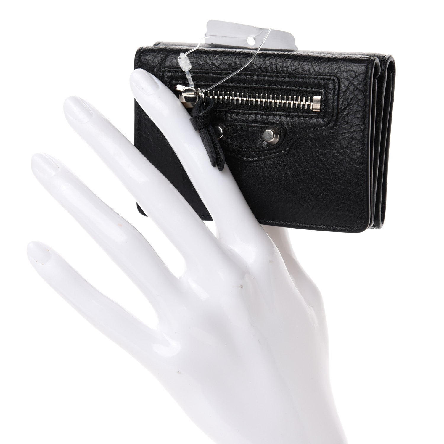 Balenciaga Agneau Classic Silver Hardware Mini Wallet Black 2 of 6