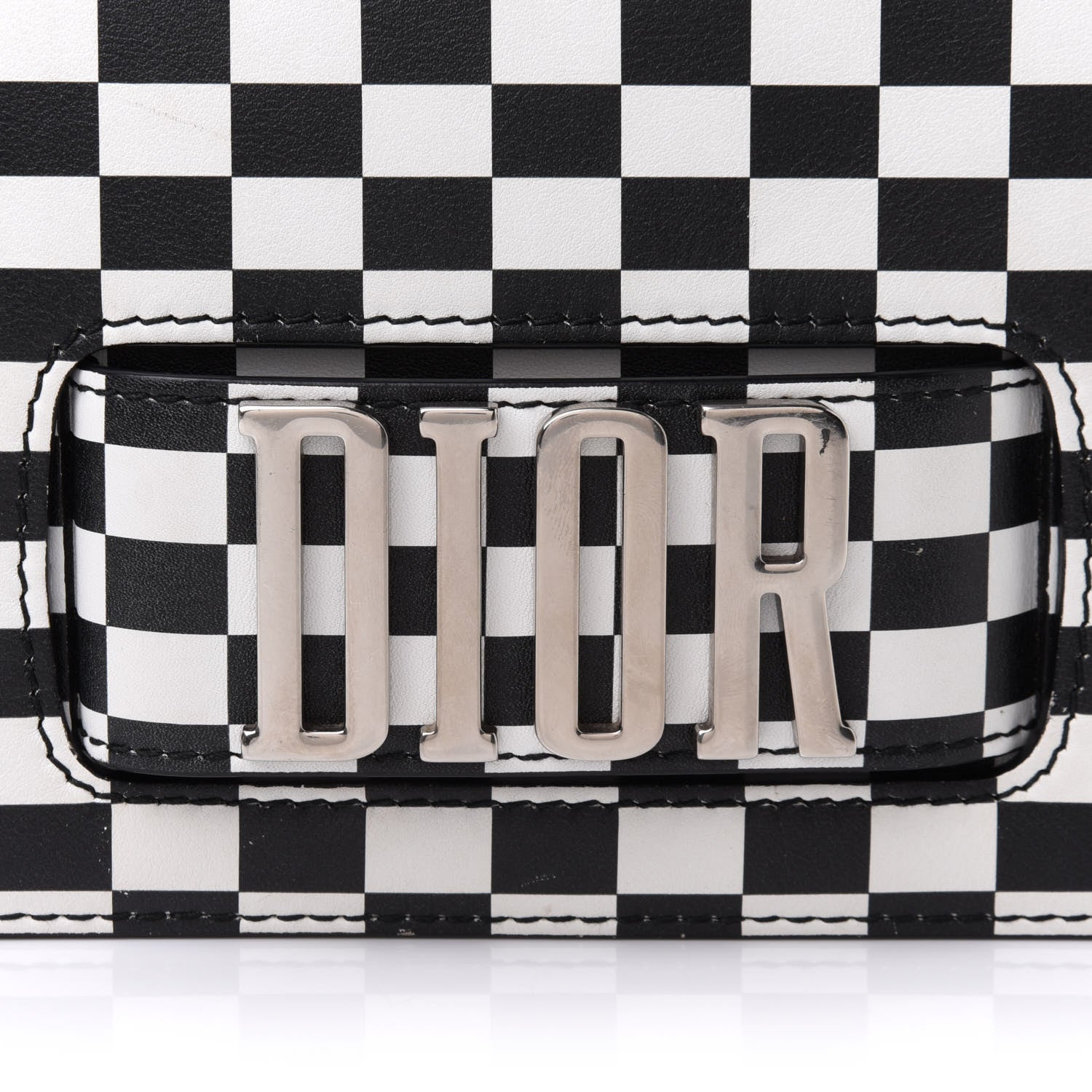 Christian Dior Smooth Calfskin Checkered Dio(r)evolution Flap Bag Black White 9 of 9
