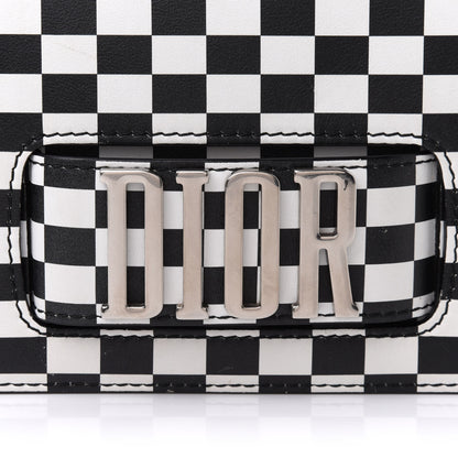 Christian Dior Smooth Calfskin Checkered Dio(r)evolution Flap Bag Black White 9 of 9