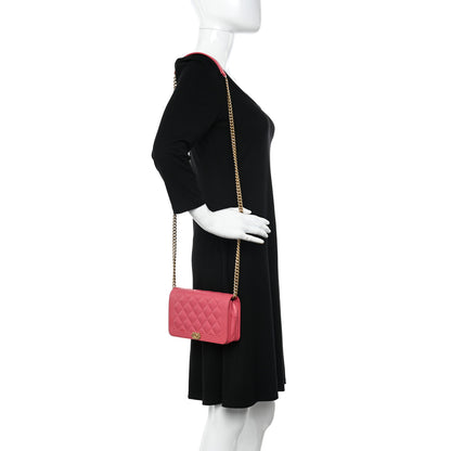Chanel Lambskin Quilted Boy Wallet On Chain WOC Pink 2 of 14