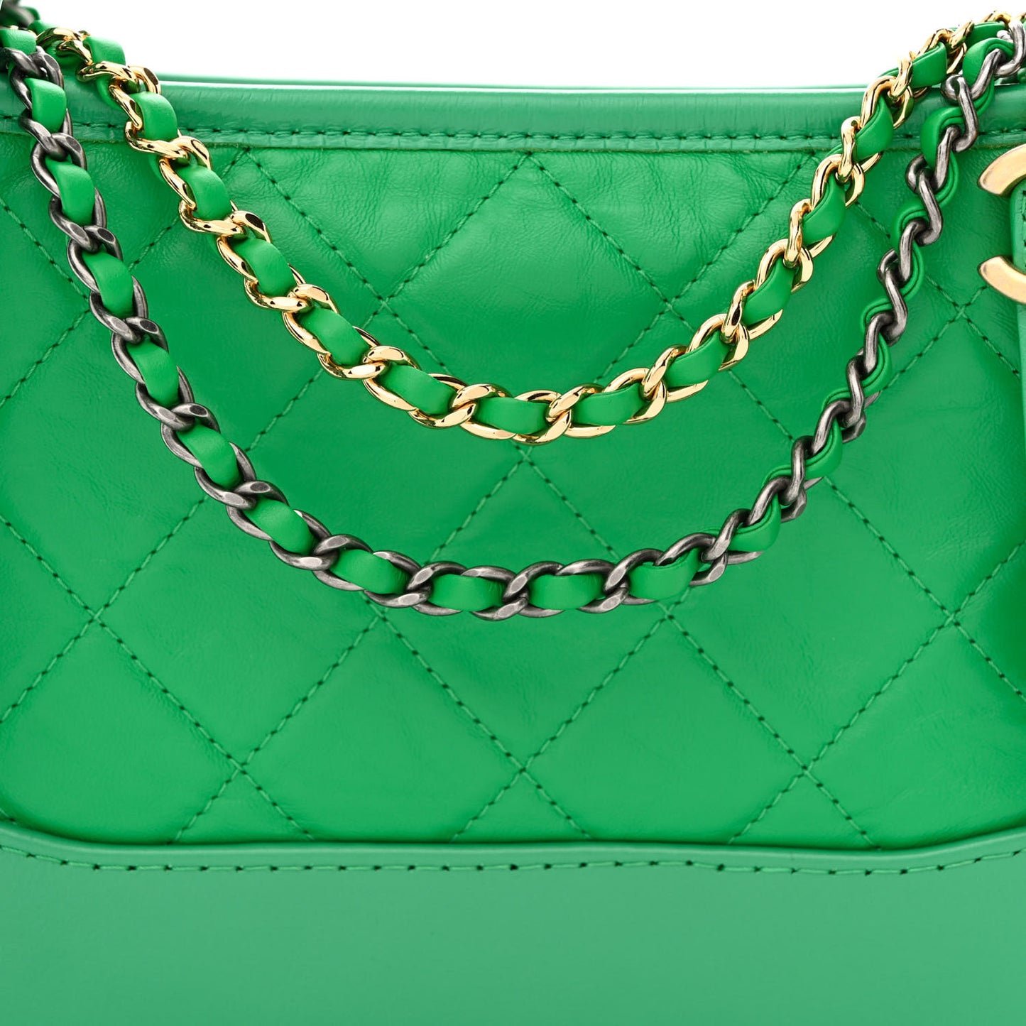 Aged Calfskin Quilted Small Gabrielle Hobo Green