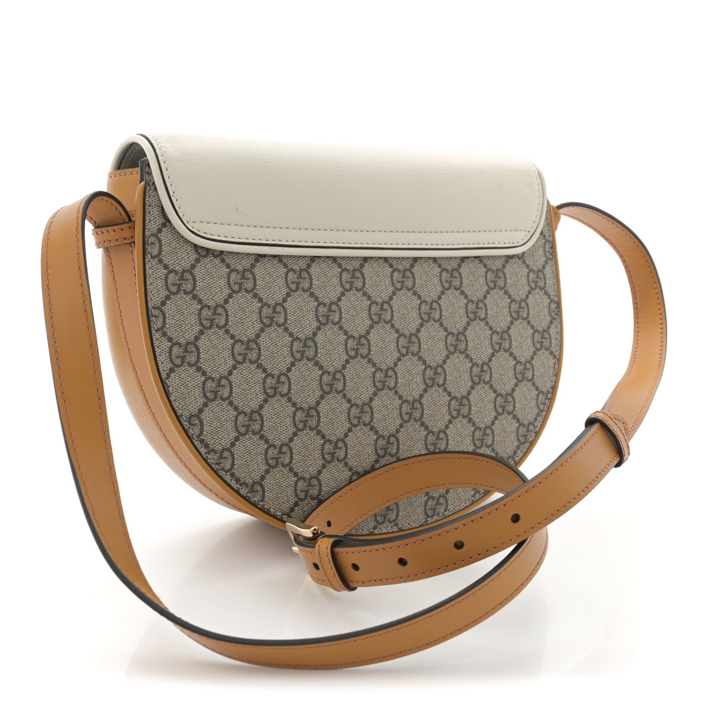 GG Supreme Monogram Calfskin Small Padlock Messenger Shoulder Bag Beige Mystic White Sun Oil