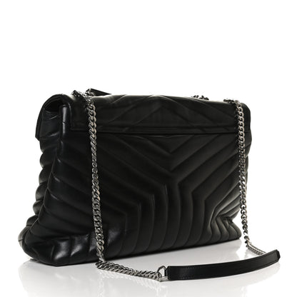 Saint Laurent Calfskin Y Quilted Monogram Large Loulou Chain Satchel Black 3 of 21