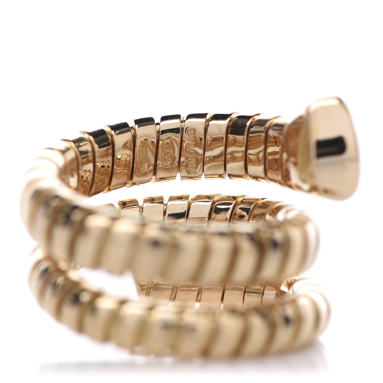 Bulgari 18K Yellow Gold Diamond Tubogas Ring 49 5 4 of 4