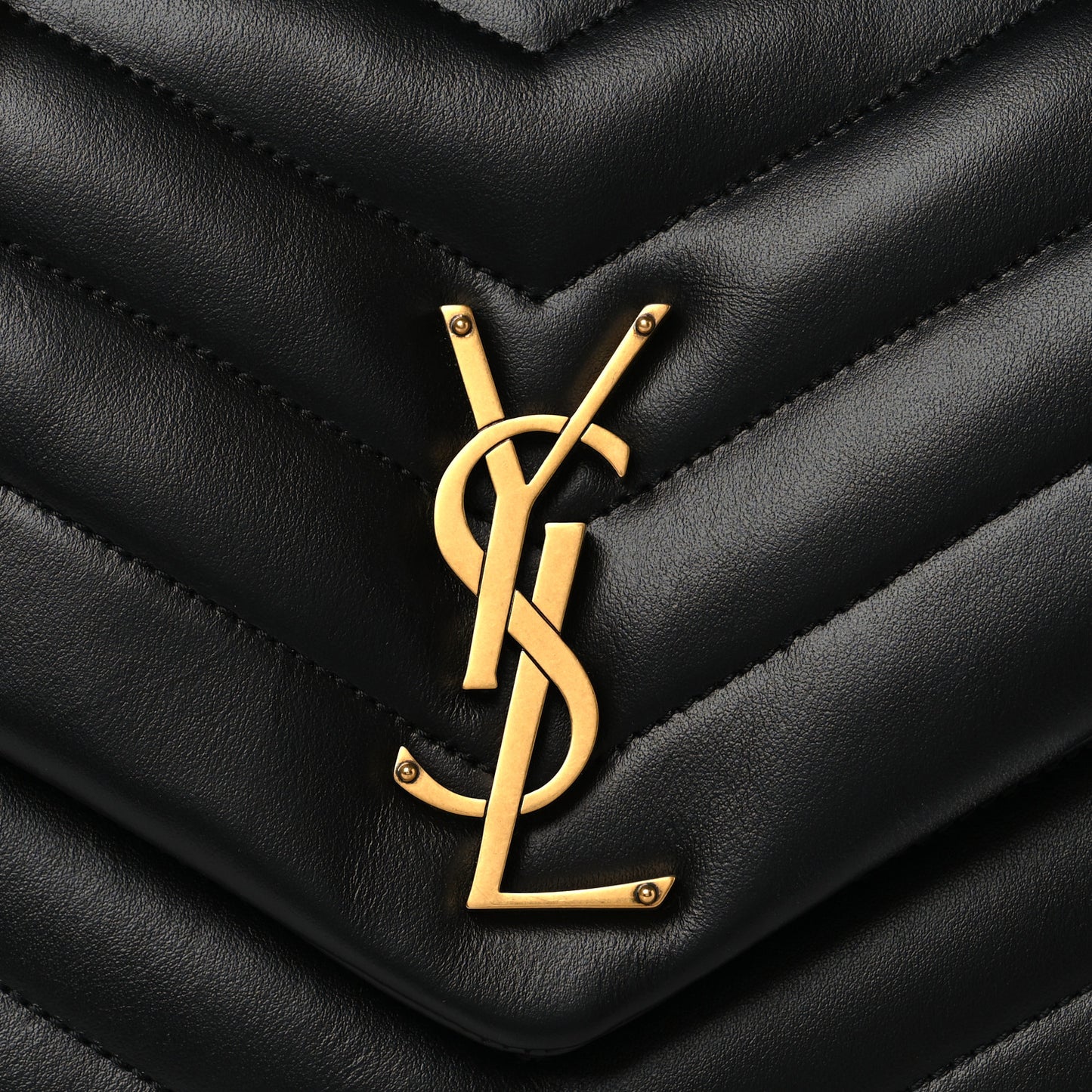Calfskin Y Quilted Monogram Medium Loulou Chain Satchel Black