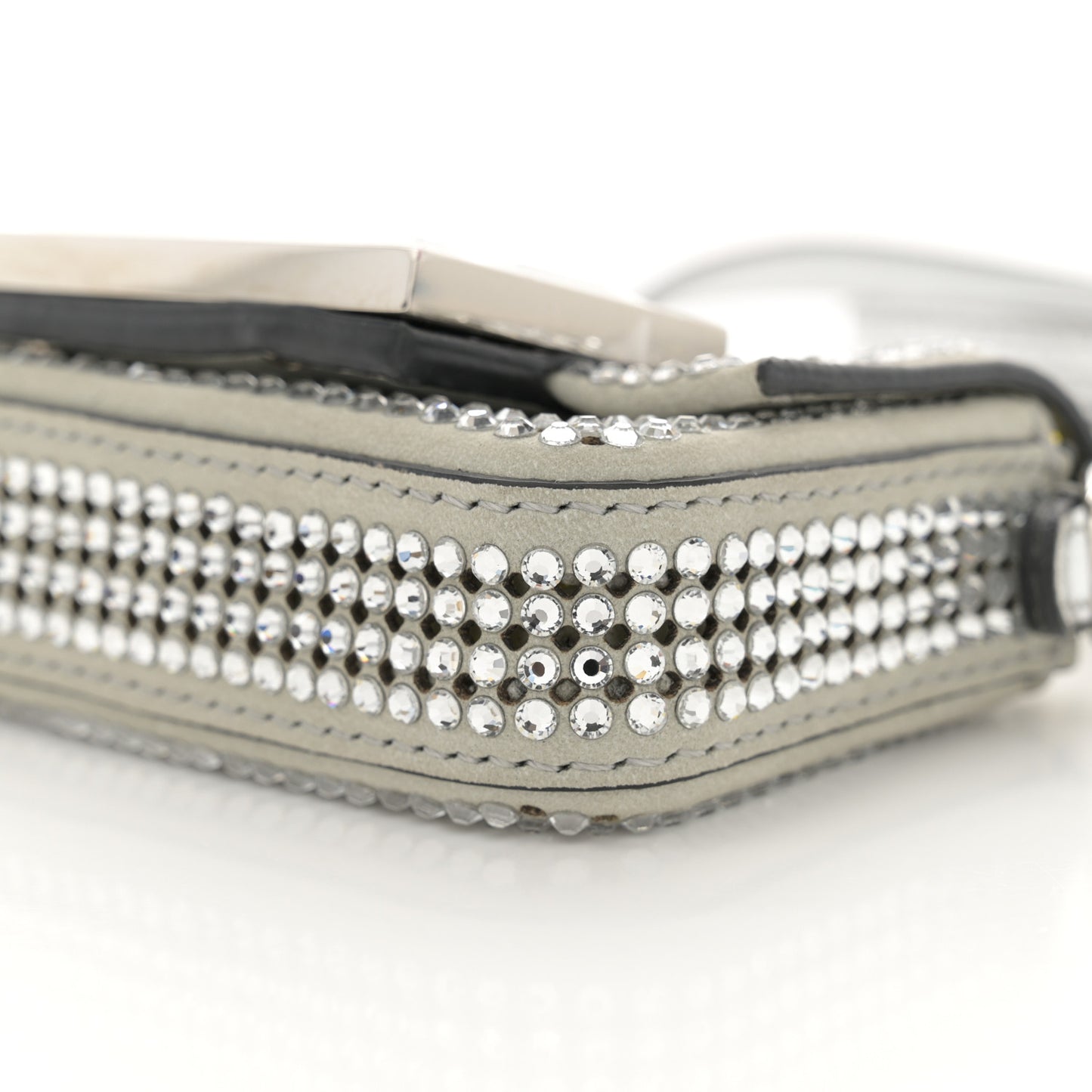 Nubuck Crystal Catalan Mirror Nano Maxi Buckle Baguette Charm Pietra Argento