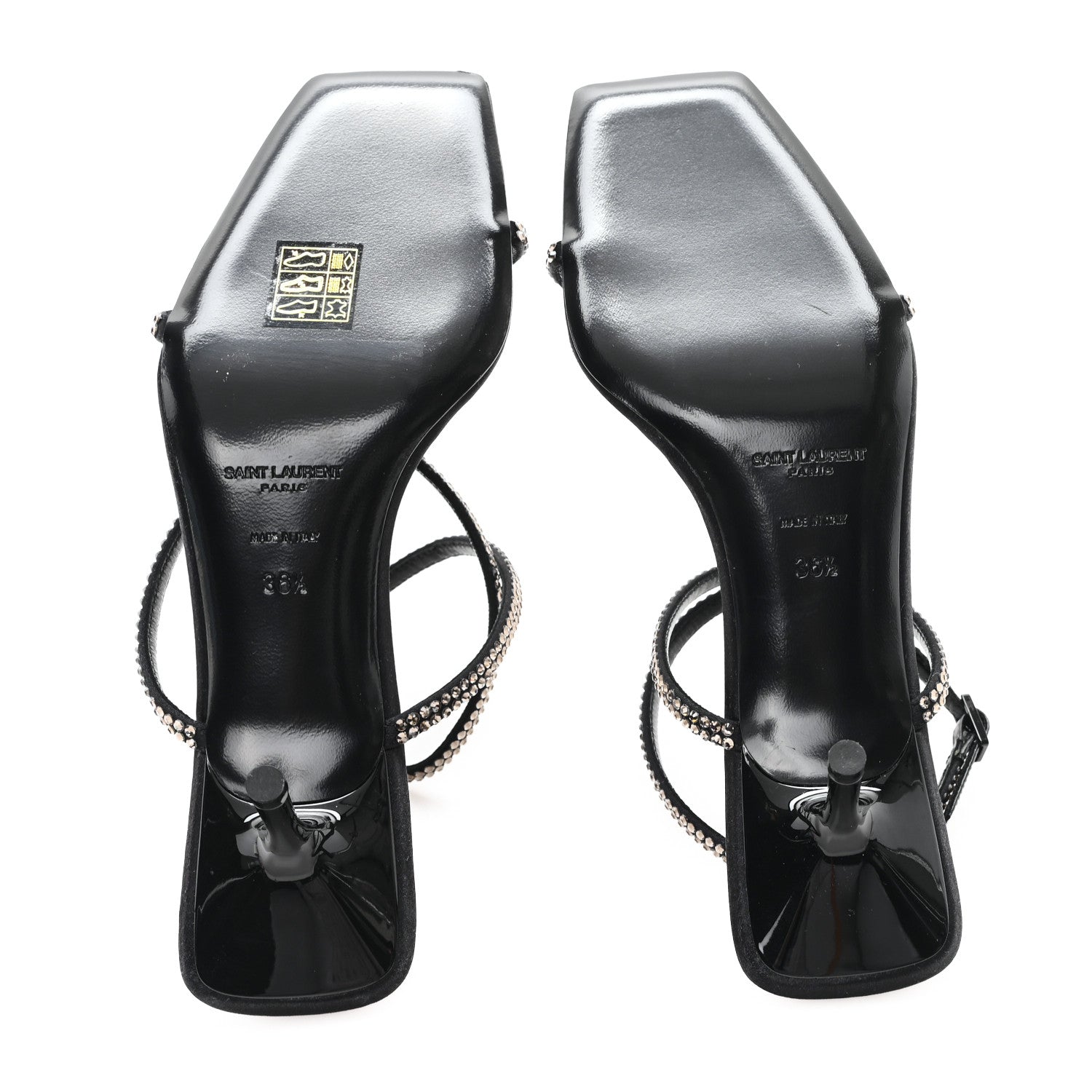 Saint Laurent Crepe Satin Baliqua 55 Vett Ankle Strap Sandals 36.5 Black 6 of 10