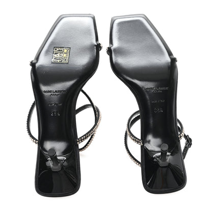 Saint Laurent Crepe Satin Baliqua 55 Vett Ankle Strap Sandals 36.5 Black 6 of 10