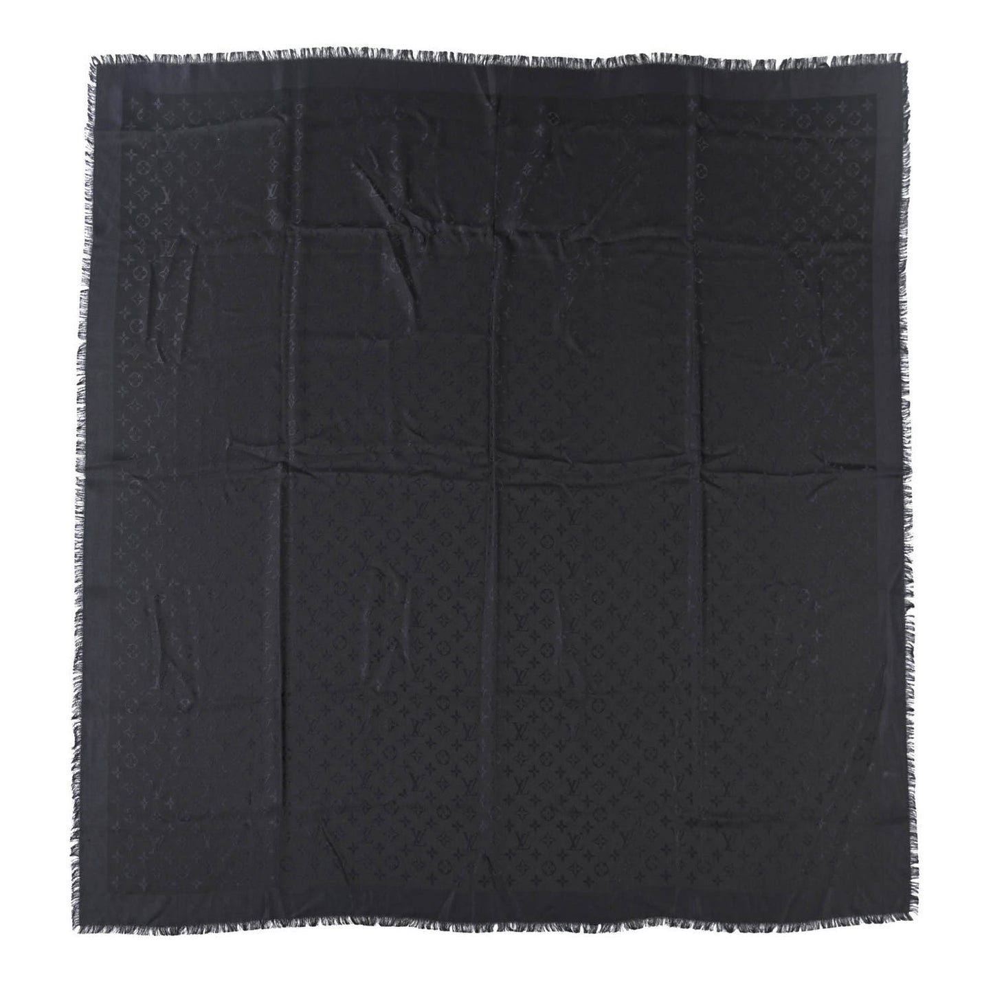 Silk Wool Monogram Shawl Black