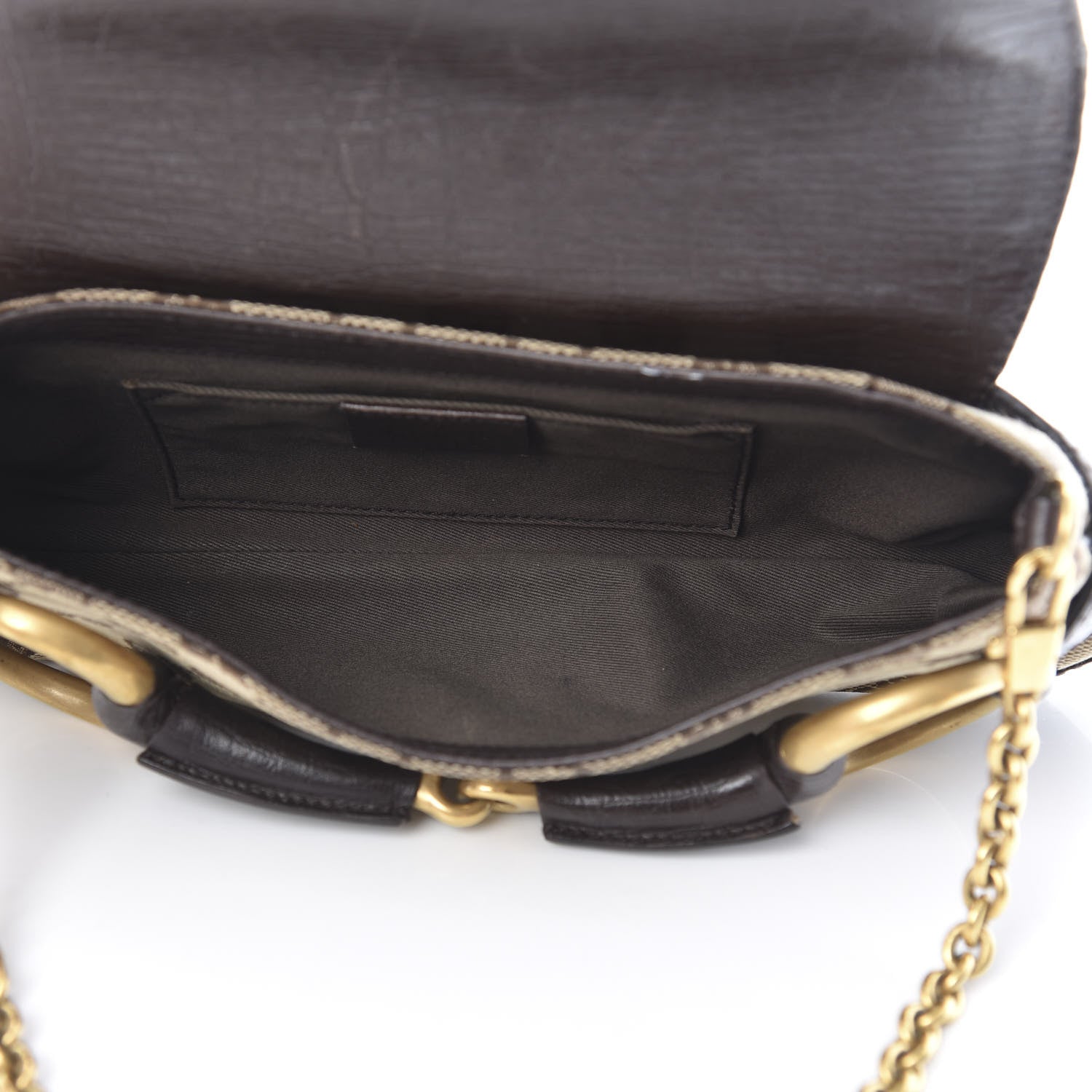 Gucci Monogram Horsebit Clutch Dark Brown 5 of 11