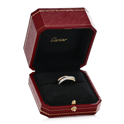 Cartier 18K White Yellow Pink Gold Diamond Small Trinity Paved Ring 55 7.25 5 of 5