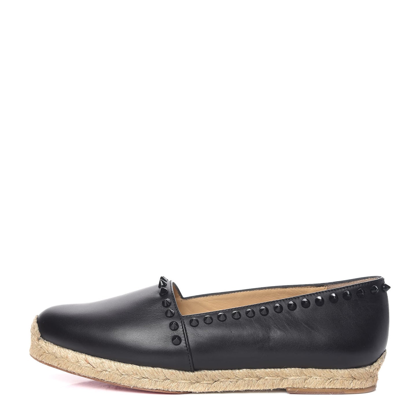 CHRISTIAN LOUBOUTIN Calfskin Spikes Ares Flat Espadrilles 38 Black