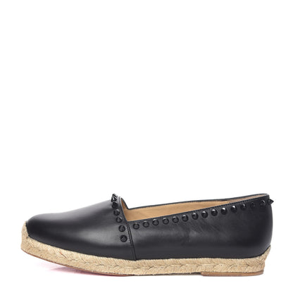 Christian Louboutin CHRISTIAN LOUBOUTIN Calfskin Spikes Ares Flat Espadrilles 38 Black 1 of 12