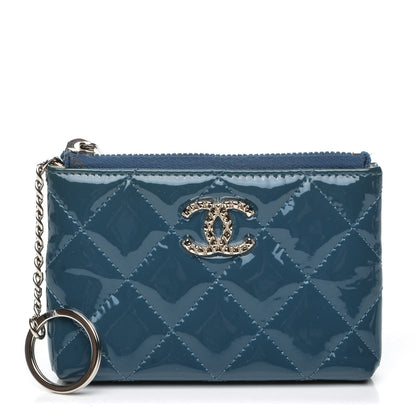 Chanel Patent Quilted Key Holder Case Blue 1 of 7