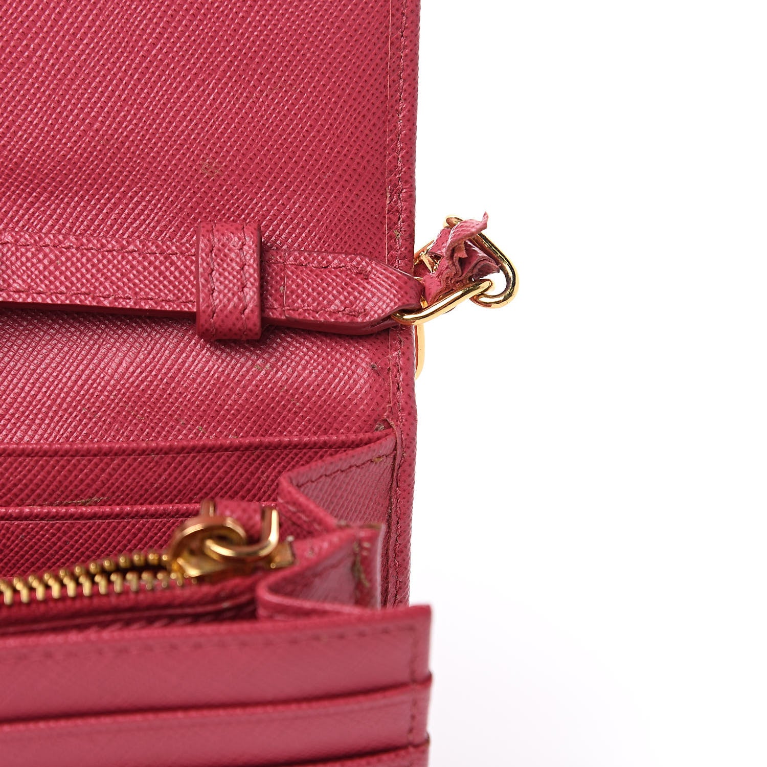 Prada Saffiano Metal Oro Chain Wallet Peonia 11 of 11