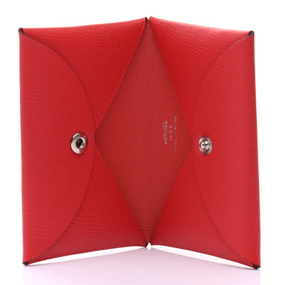 Hermes Epsom Verso Calvi Card Case Rouge Tomate Rose Jaipur 5 of 8