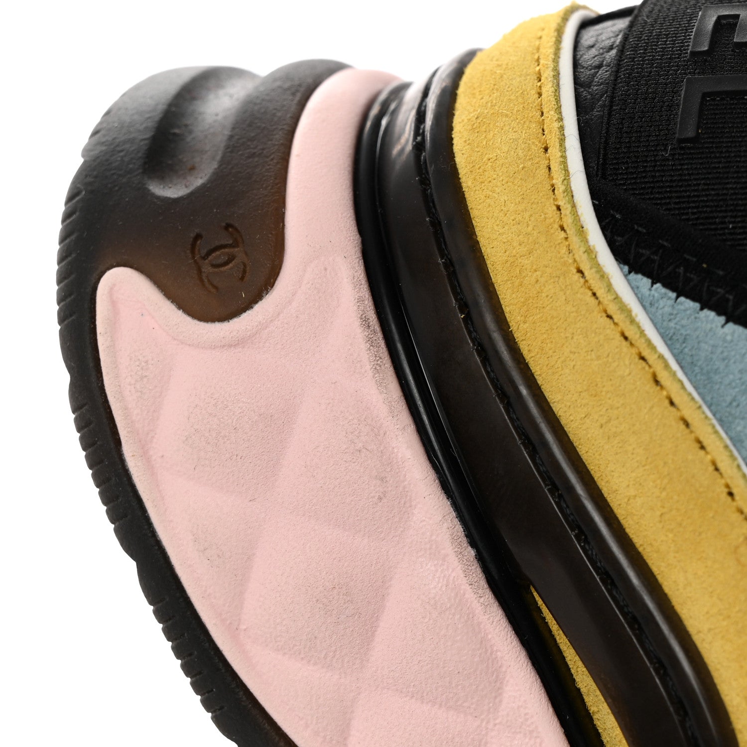 Chanel Suede Calfskin Mixed Fibers CC Sneakers 36 Beige Yellow Light Blue 9 of 11