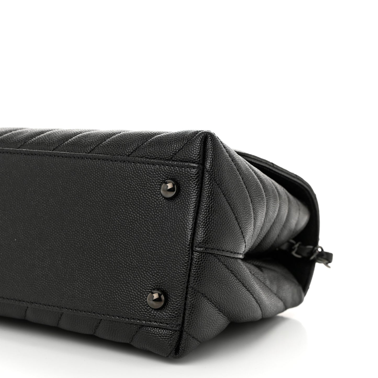 Caviar Chevron Quilted Small Coco Handle Flap So Black