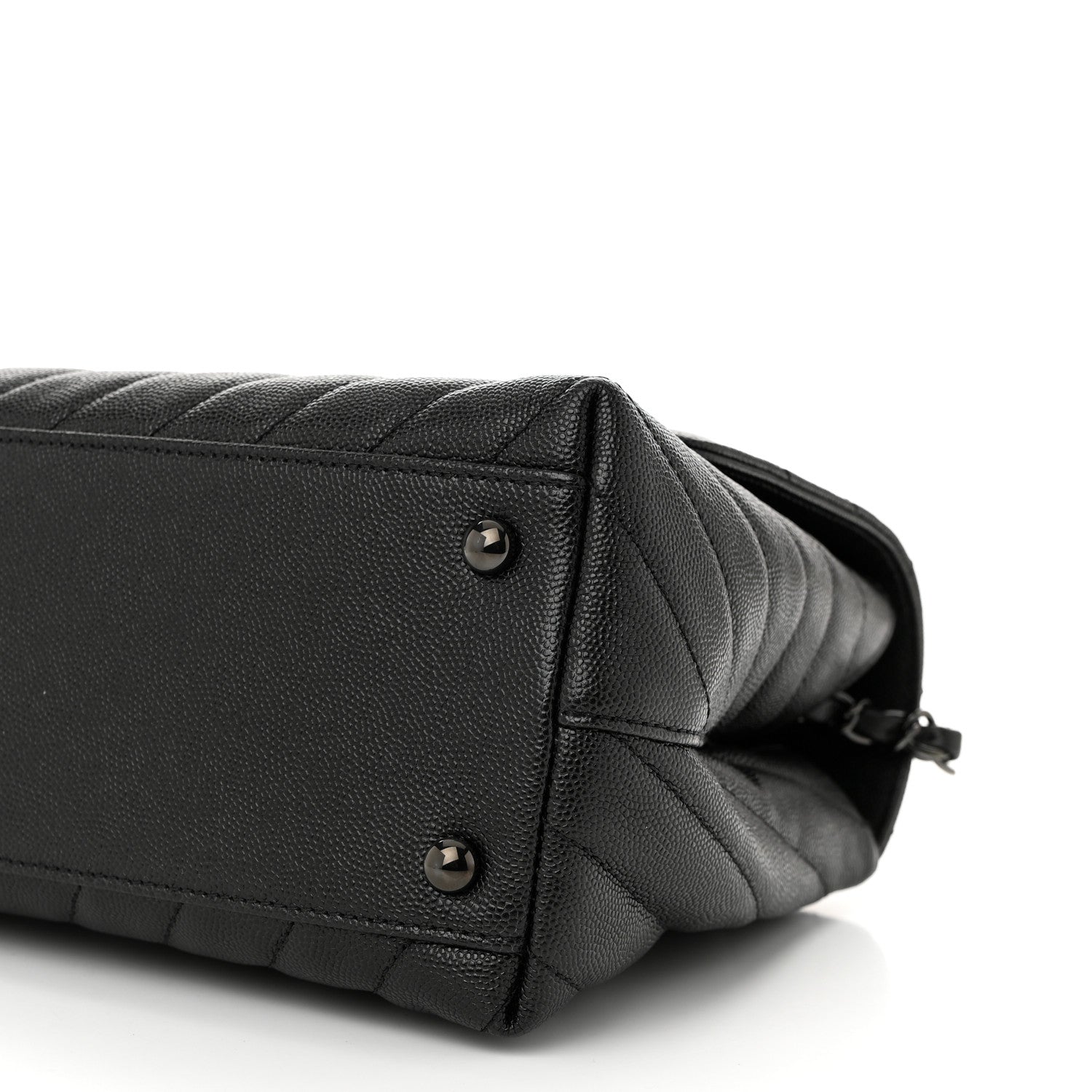 Chanel Caviar Chevron Quilted Small Coco Handle Flap So Black 10 of 11