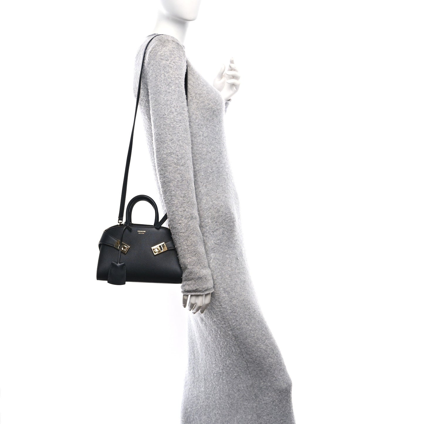 Calfskin Mini Hug Bag Black