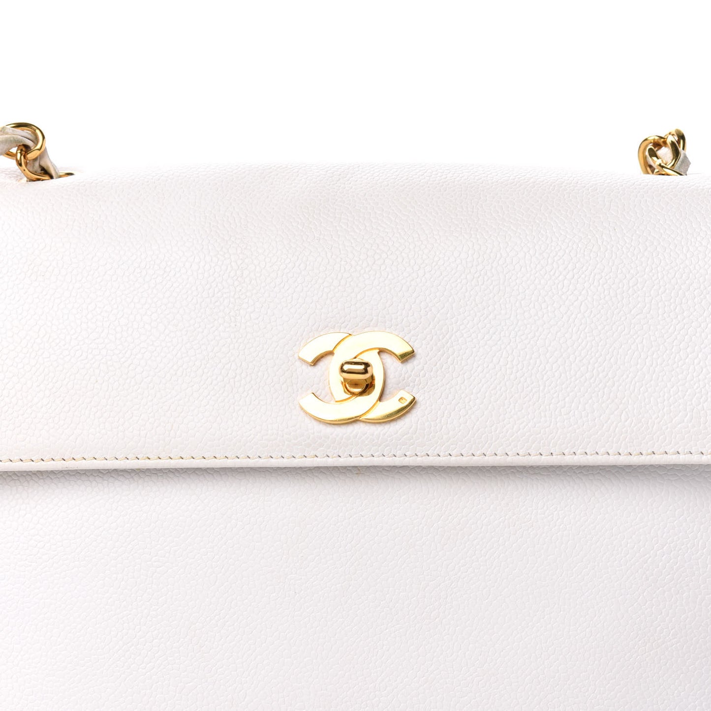 Caviar Flap Shoulder Bag White