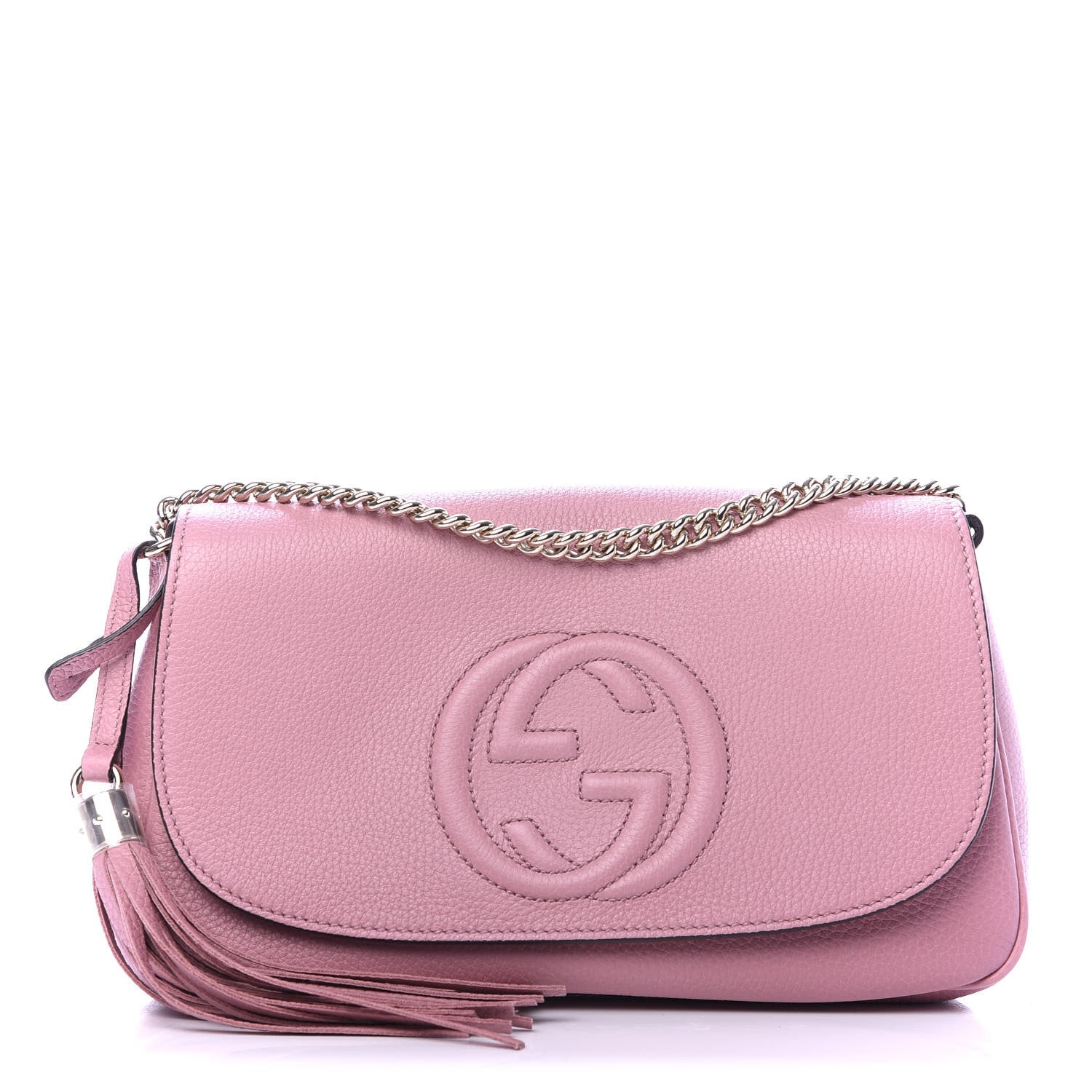 Gucci Pebbled Calfskin Medium Soho Flap Crossbody Pink 1 of 11