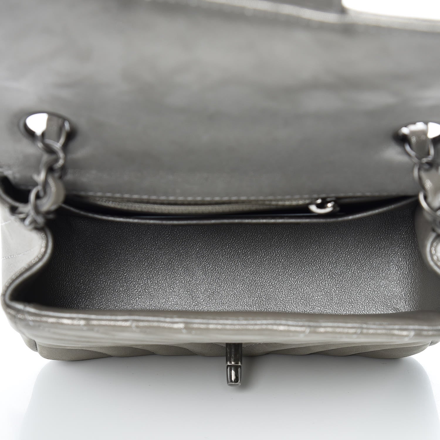 Chanel Iridescent Calfskin Chevron Quilted Mini Square Flap Silver 4 of 7