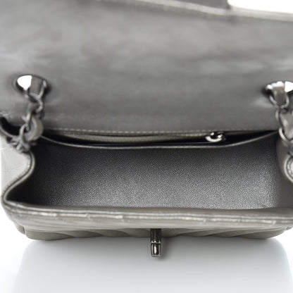 Chanel Iridescent Calfskin Chevron Quilted Mini Square Flap Silver 5 of 12
