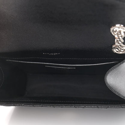 Saint Laurent Grain De Poudre Textured Mixed Matelasse Triquilt Medium Monogram Satchel Black 5 of 9