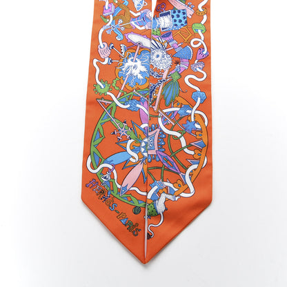 Hermes Silk La Folle Parade Twilly Orange Bleu White 2 of 3