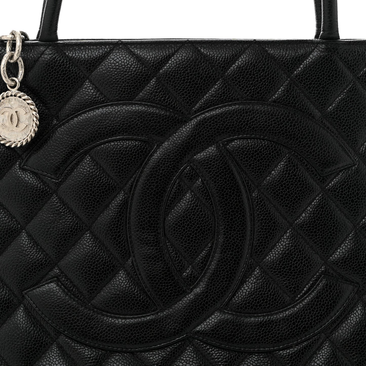 Caviar Quilted Medallion Tote Black