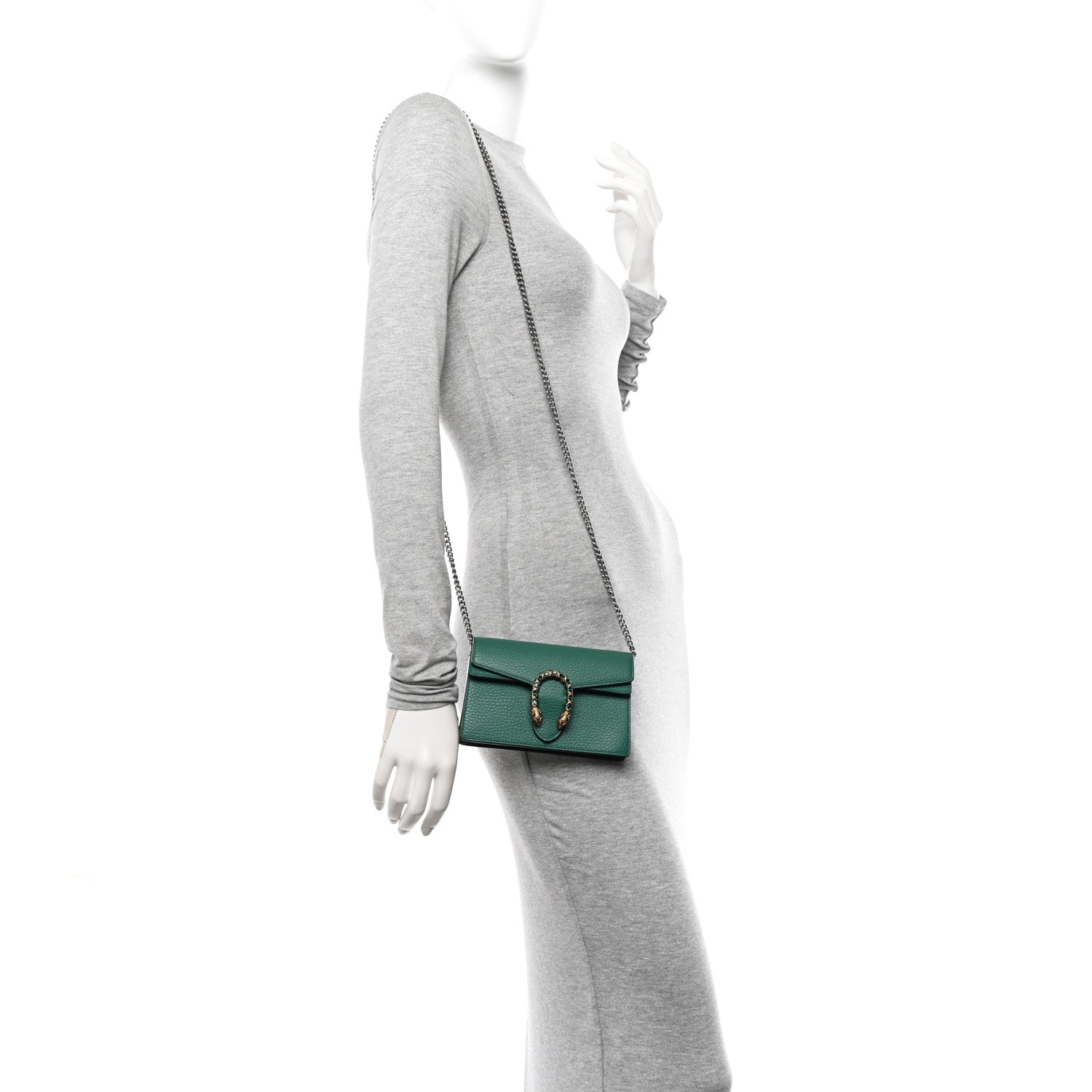 Gucci Dollar Calfskin Crystal Super Mini Dionysus Shoulder Bag Emerald 2 of 9