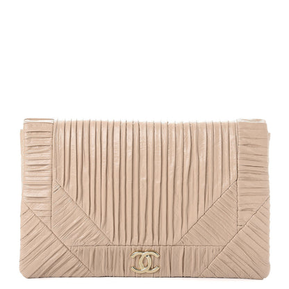 Chanel Crumpled Calfskin Coco Pleats Clutch Light Beige 1 of 7