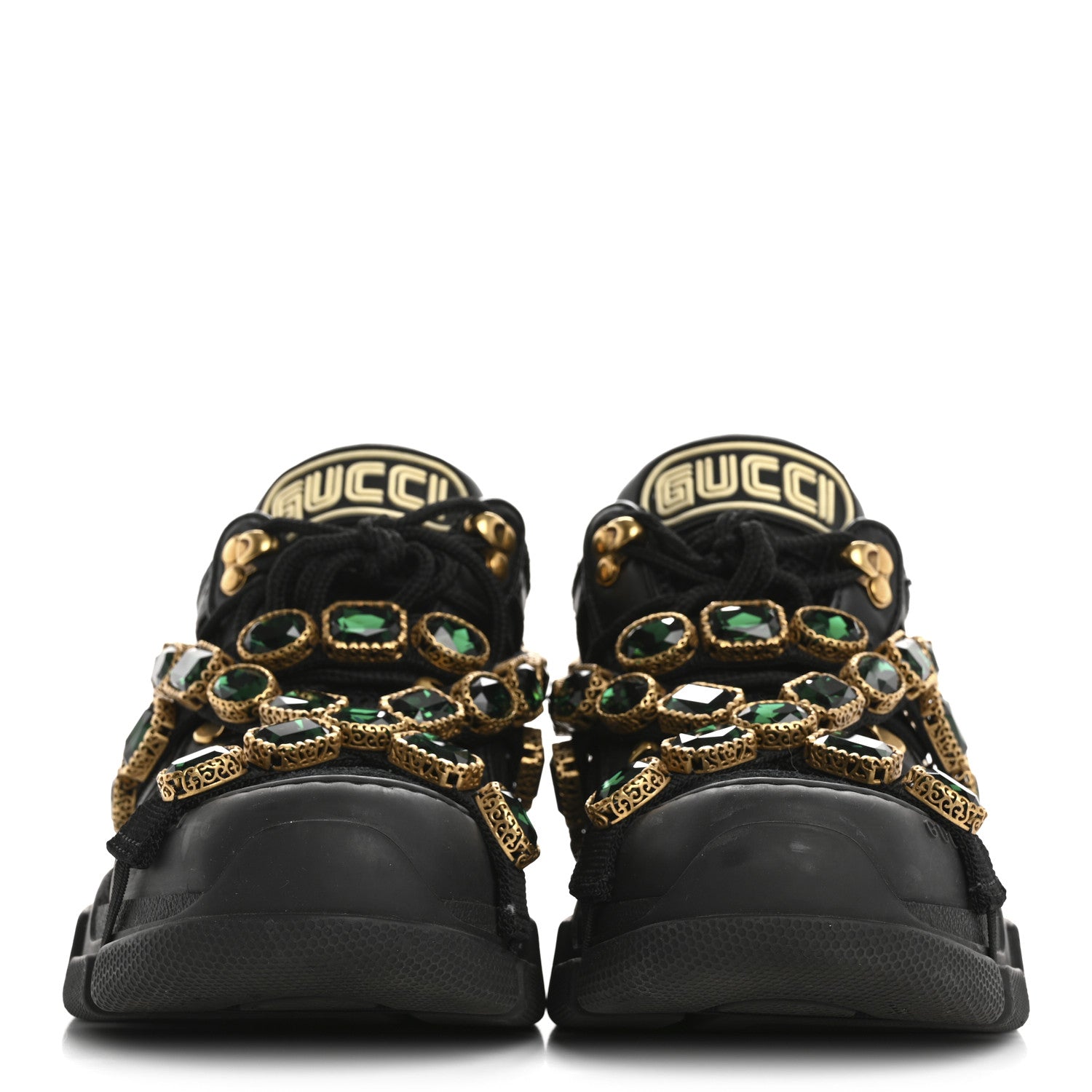 Gucci X SEGA Mesh Suede Calfskin Removable Crystals Womens Flashtrek Sneakers 37 Black Silver 3 of 9
