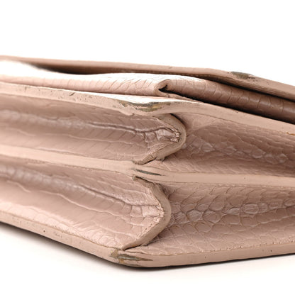 Saint Laurent Calfskin Crocodile Embossed Medium Monogram Sunset Rose Antic 9 of 25